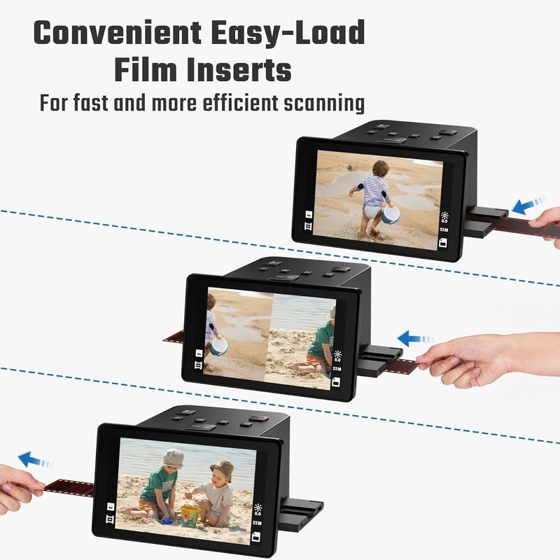 DigitPro Film and Slide Scanner – Convert 35mm, 126, 110 Film Negatives & Slides to 22MP Digital Photos – Negative Scanner with 5” LCD, Easy-Load Inserts – Quickly Convert Negatives & Slides - Image 2